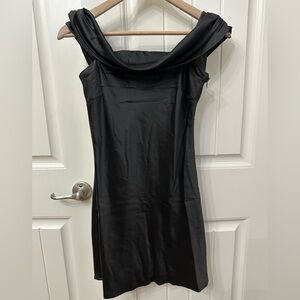 Beginning Boutique Primrose Black Dress Off the Shoulder sz 6 Bow Scarf‎